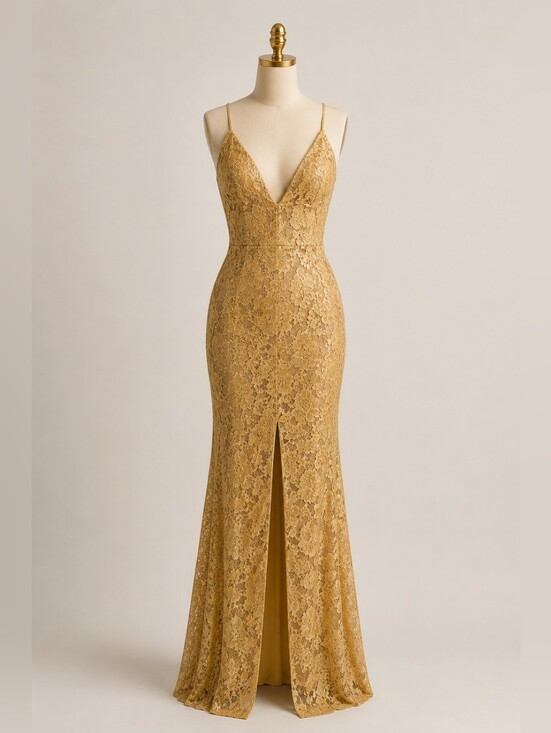 Rubber Ducky Productions, Inc. Dresses & Skirts - Rubber Ducky Productions. Gold Lace Evening Gown – Size Medium
